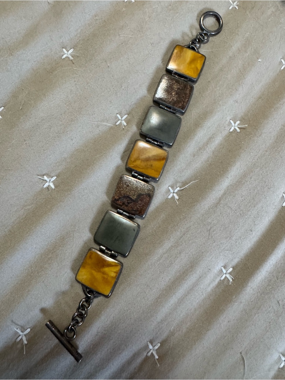 Silpada - Rare and Retired Pyrite, Bronzite and Yellow Jasper Bracelet